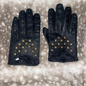 Studded Black Leather Gloves